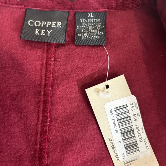 Copper Key Deep Red Velvet Utility Jacket - Picture 4 of 7